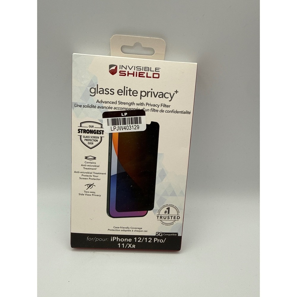 Zagg InvisibleShield‎ Glass Elite Privacy+ iPhone 12/11/XR Black New Privacy